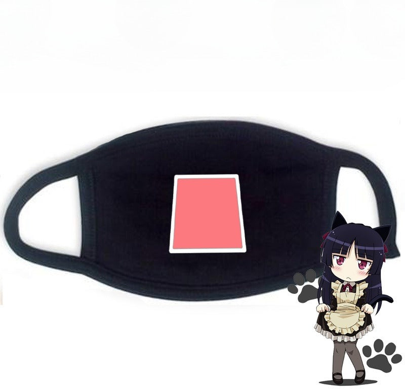 Cute Kaomoji Black Cotton Face Mask