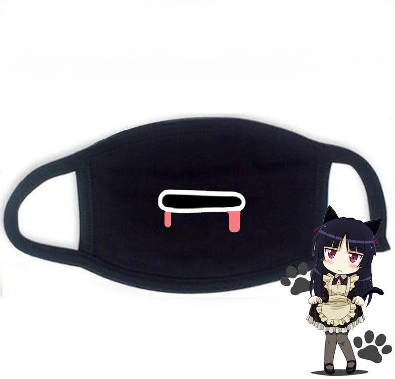 Cute Kaomoji Black Cotton Face Mask