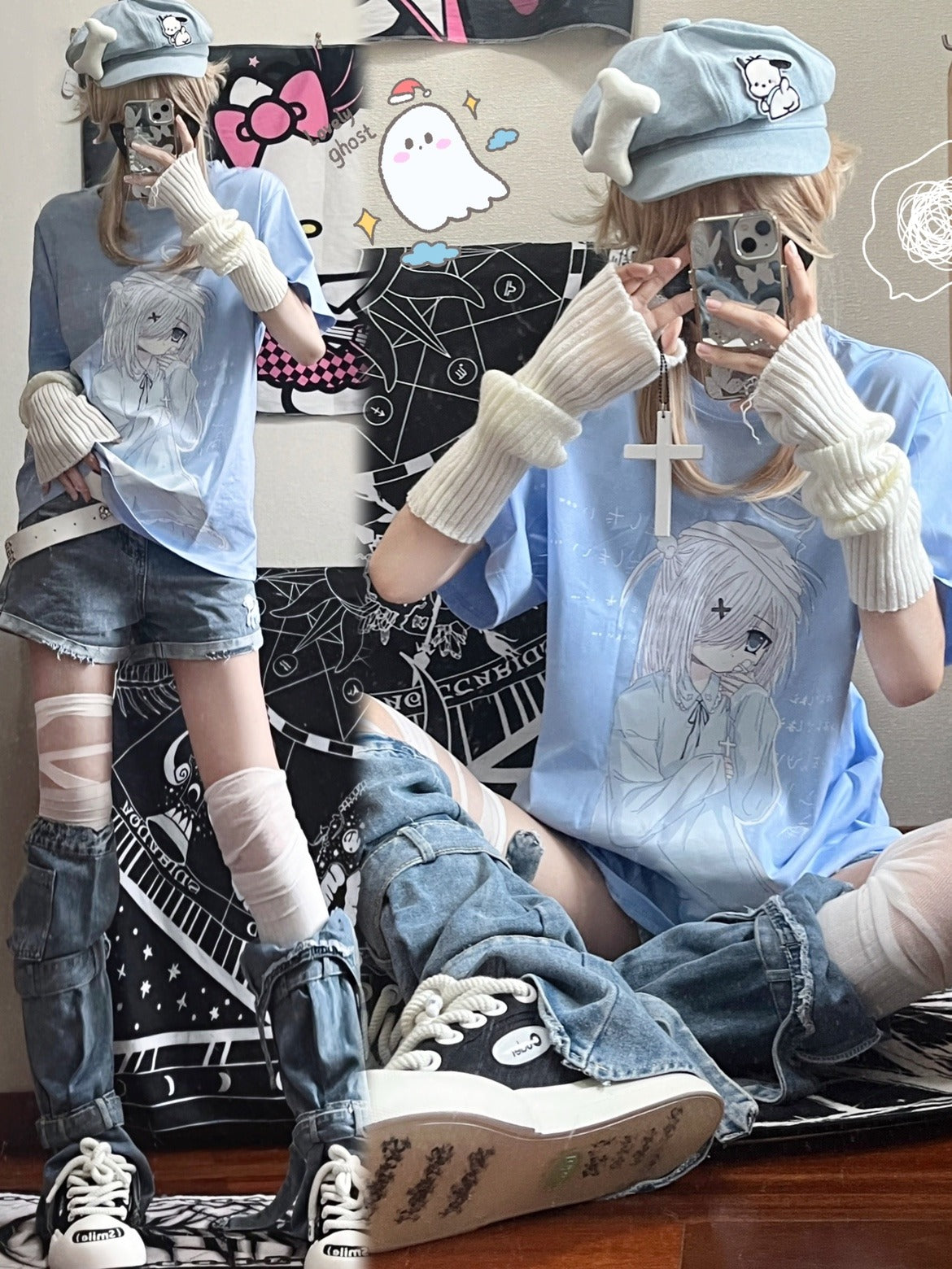 Dropped Shoulde Anime T-shirt