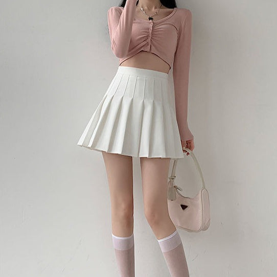 Kawaii Solid Pleated Skirt