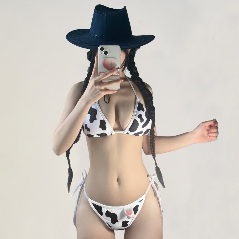 Sexy Cow Femboy Triangle Bikini
