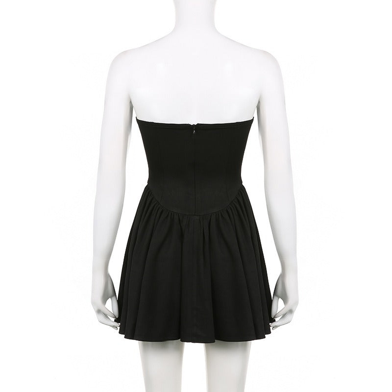 Black Mini A Line Tube Dress