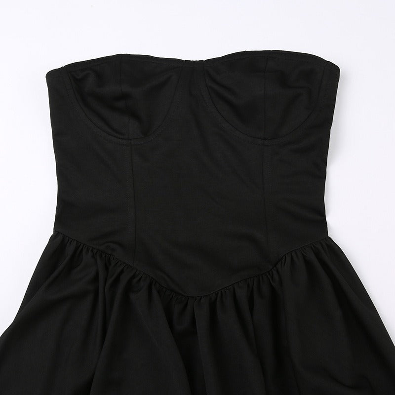 Black Mini A Line Tube Dress
