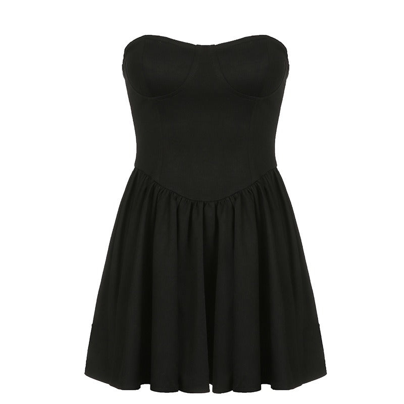 Black Mini A Line Tube Dress
