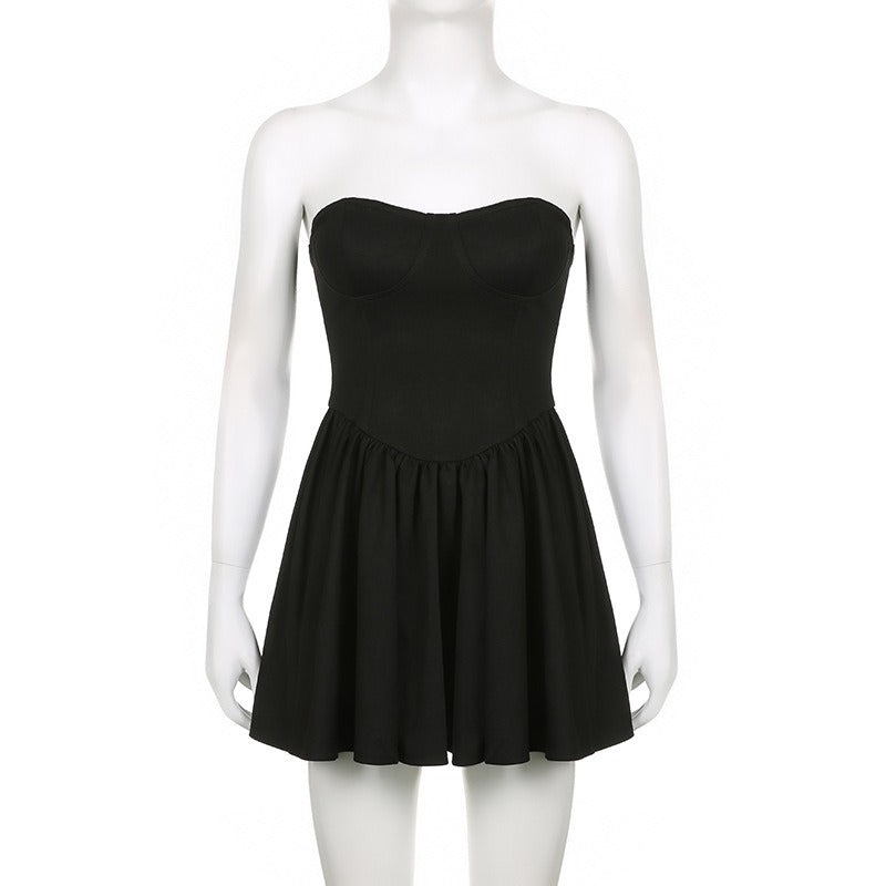 Black Mini A Line Tube Dress