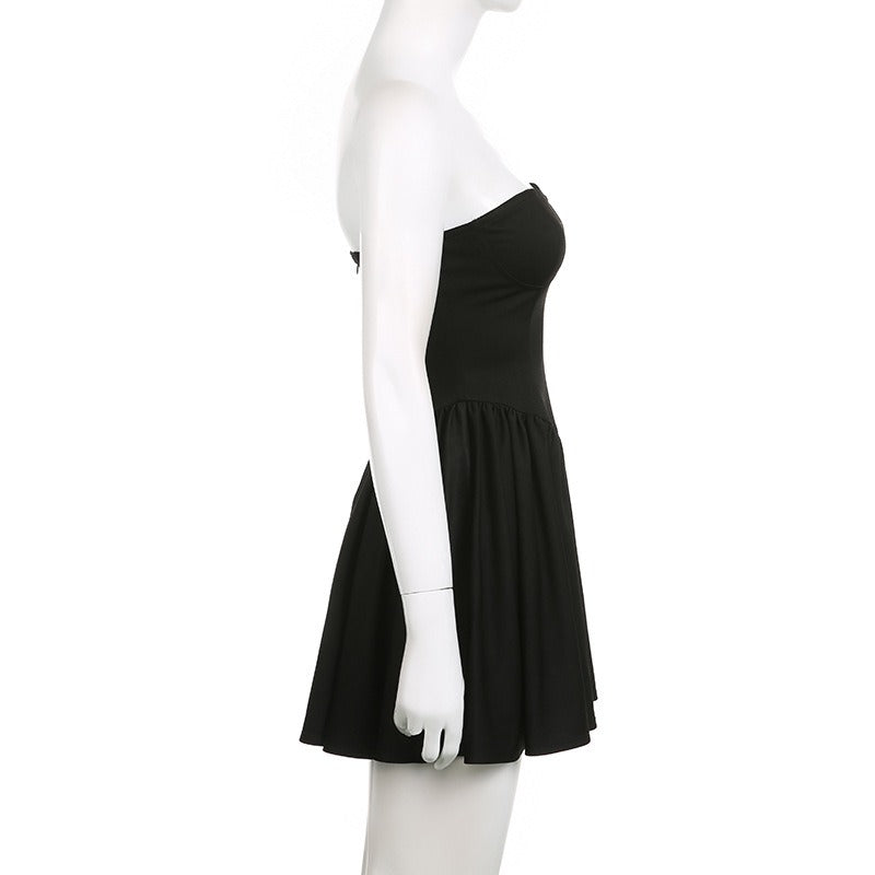 Black Mini A Line Tube Dress
