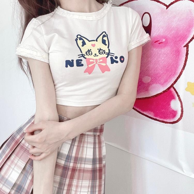 Kawaii Cat Print Crop Top