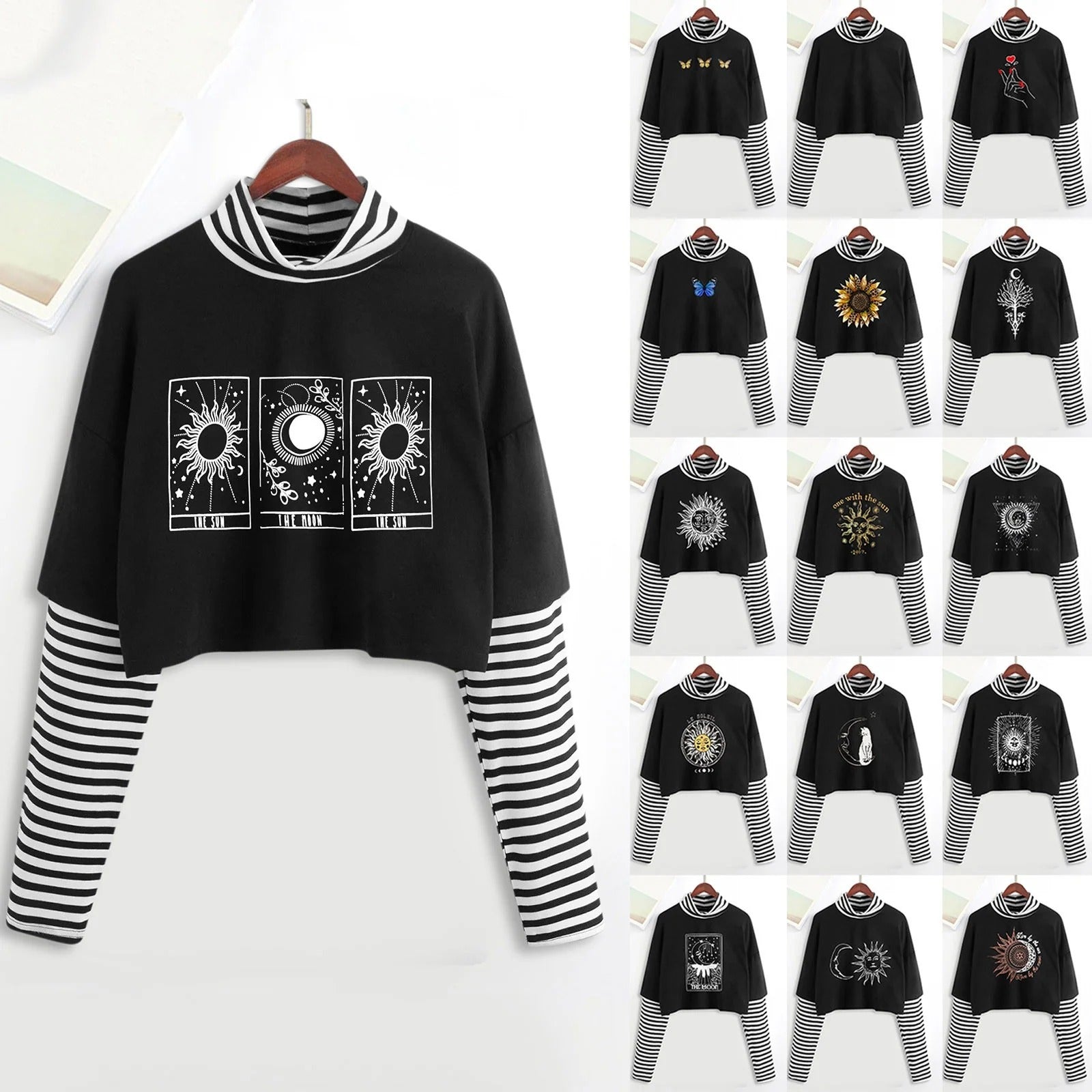 Whimsical Pullover Long Sleeve Crop Top