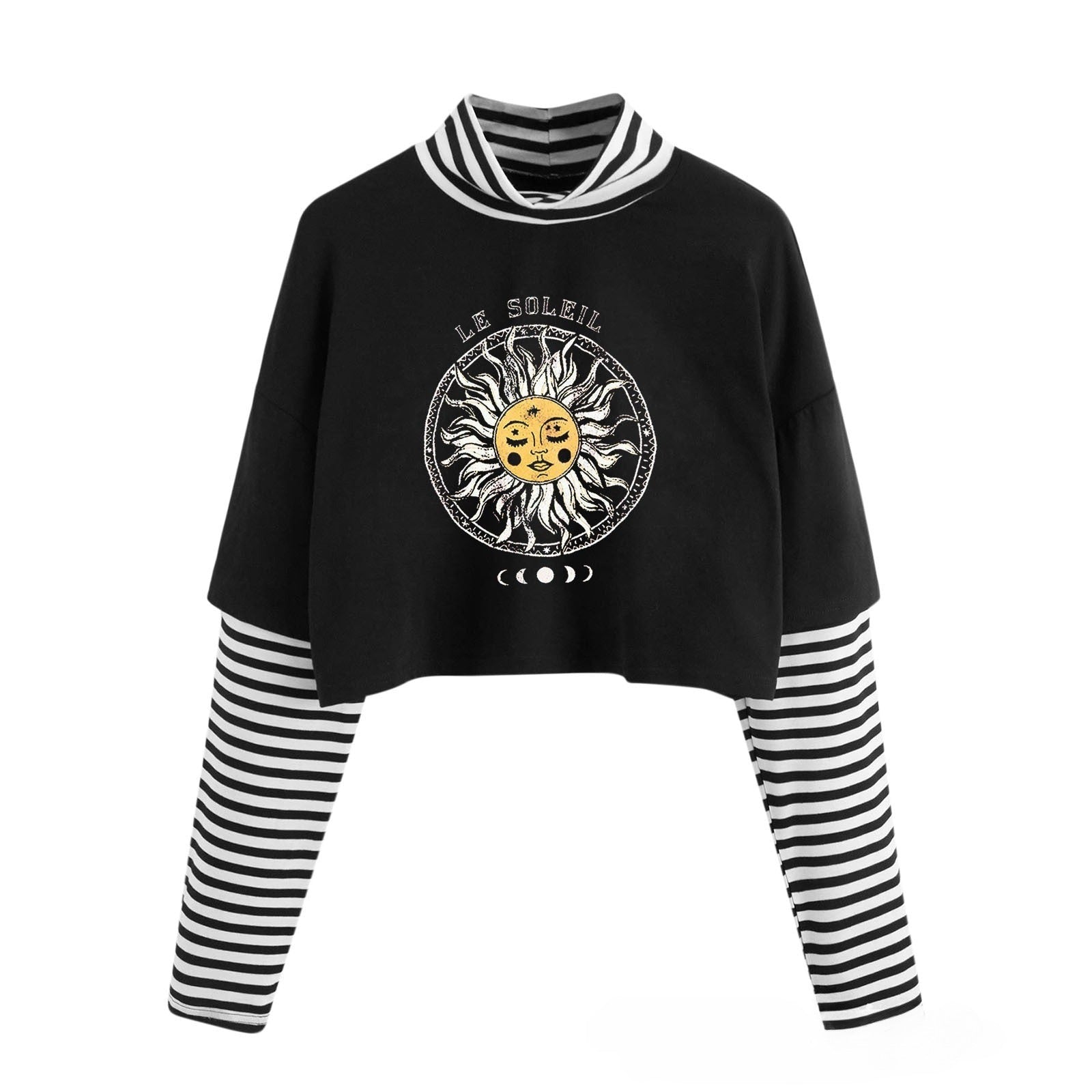 Whimsical Pullover Long Sleeve Crop Top