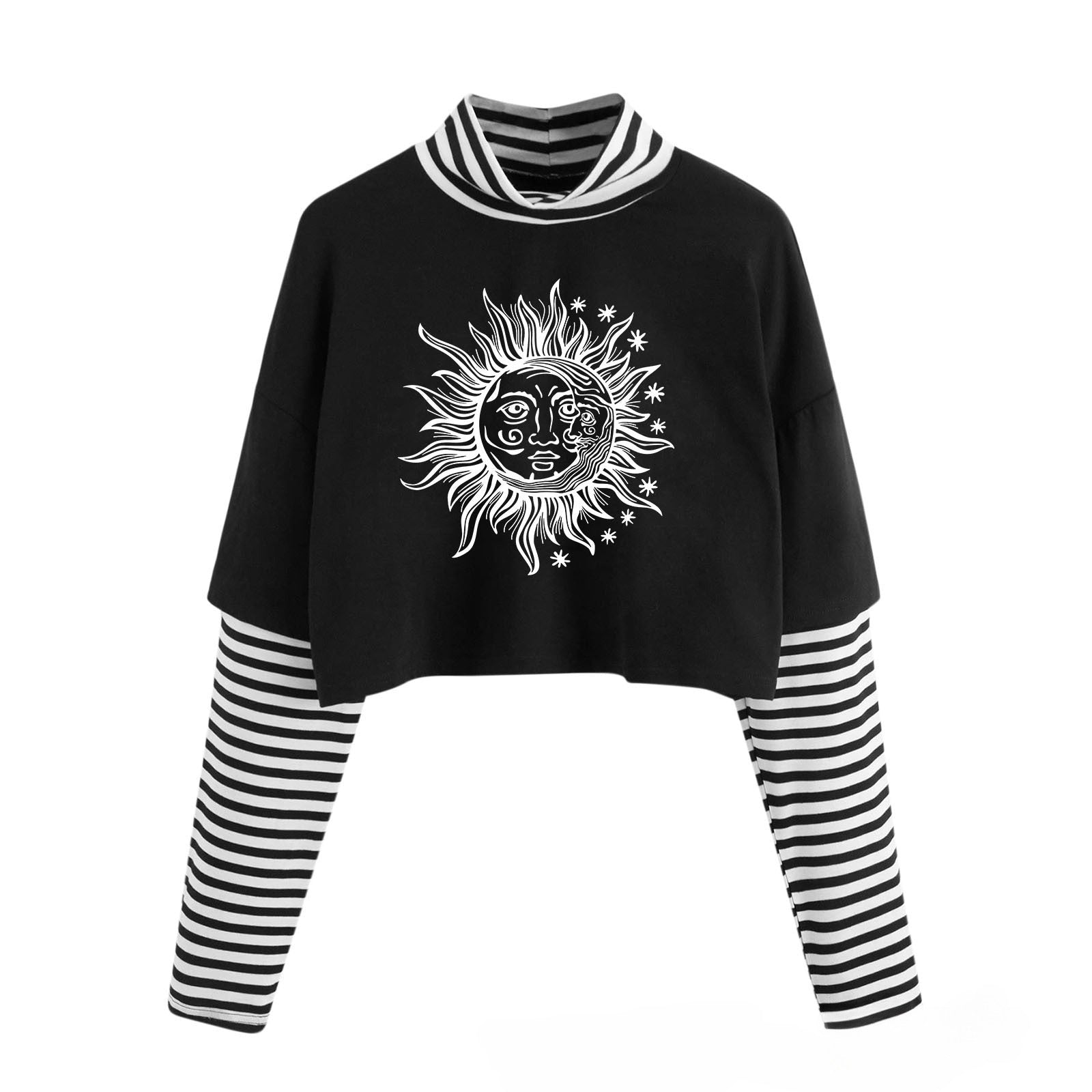 Whimsical Pullover Long Sleeve Crop Top