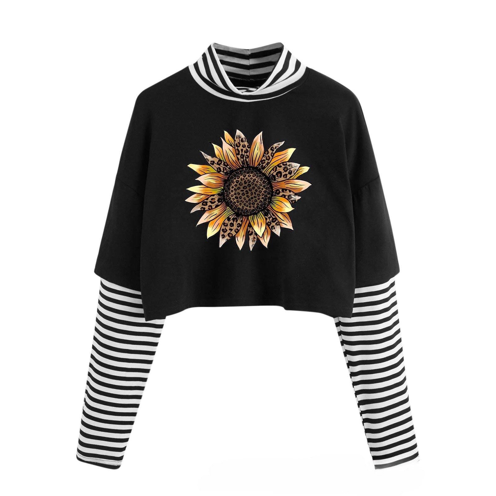 Whimsical Pullover Long Sleeve Crop Top