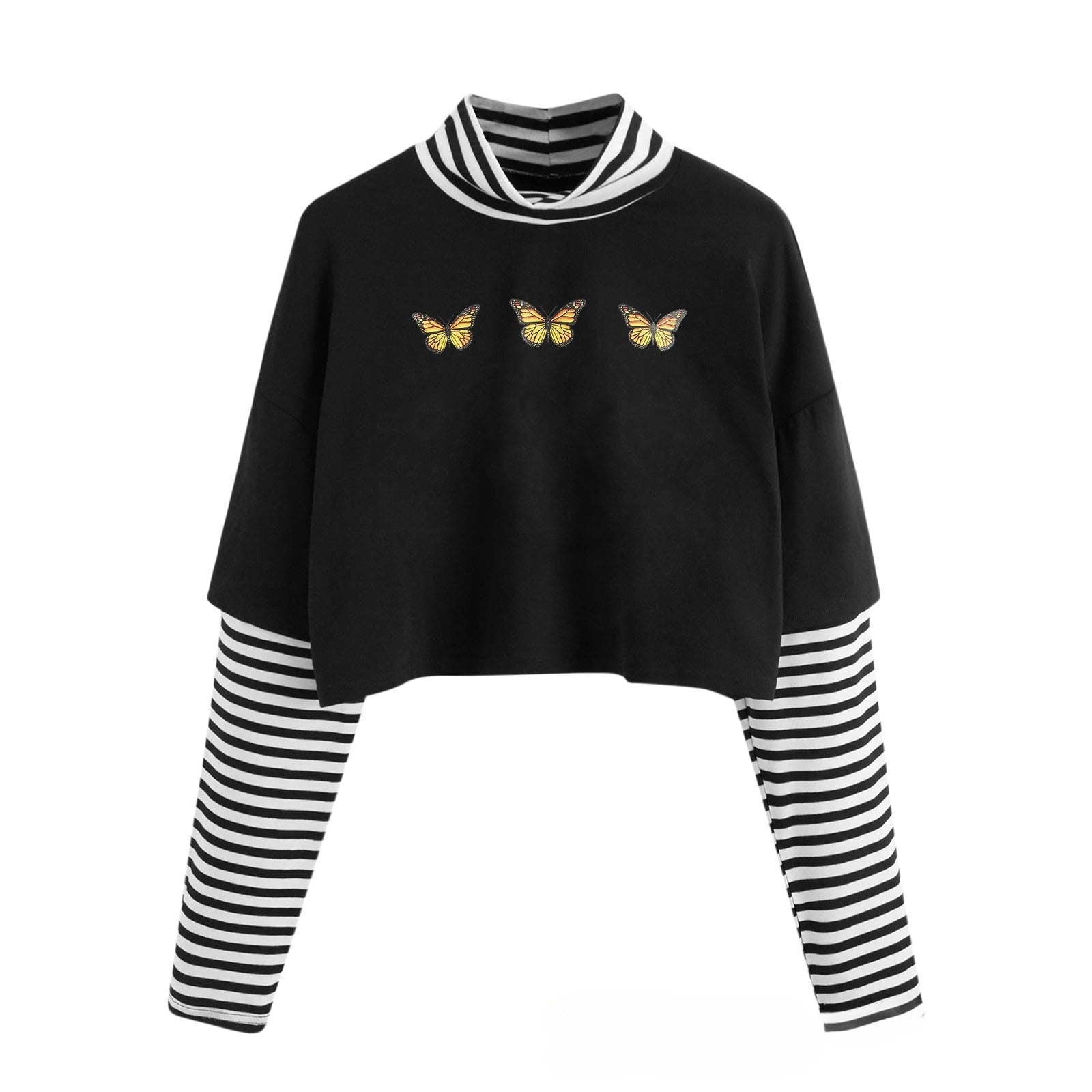 Whimsical Pullover Long Sleeve Crop Top