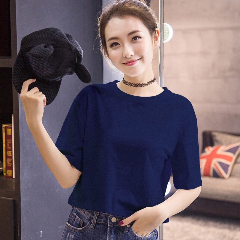 Drop Shoulder Crewneck Crop T-shirt