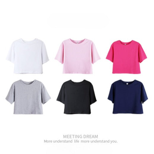 Drop Shoulder Crewneck Crop T-shirt