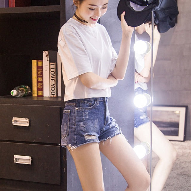 Drop Shoulder Crewneck Crop T-shirt