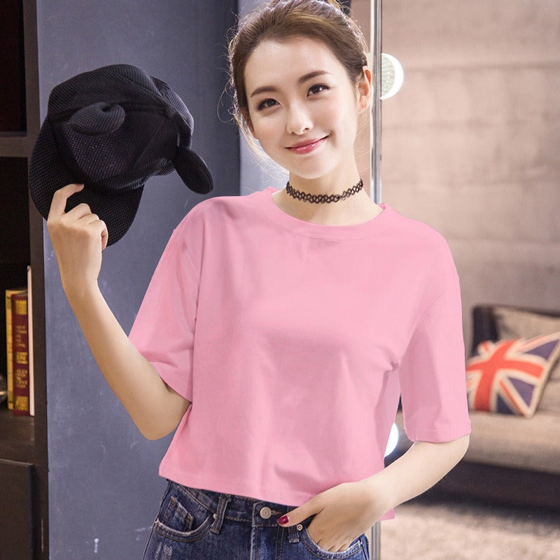 Drop Shoulder Crewneck Crop T-shirt