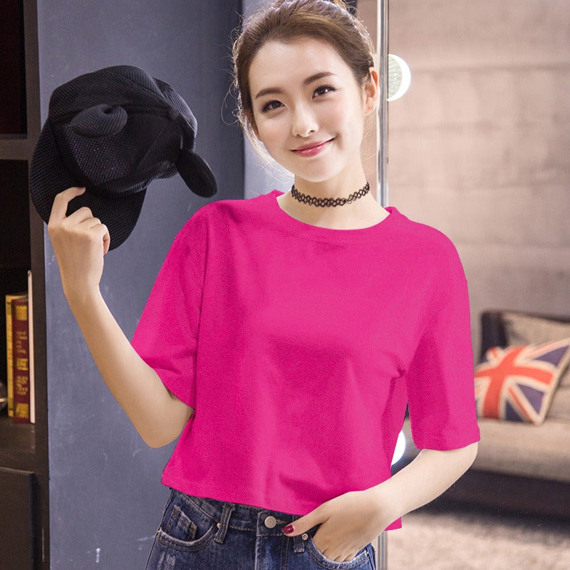 Drop Shoulder Crewneck Crop T-shirt