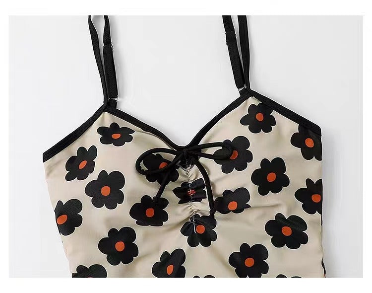 Sexy Floral Backless One Piece Swimsuit
