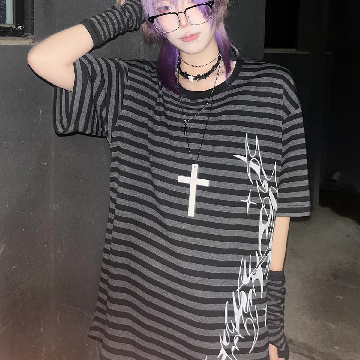 Thorns Striped Oversize T-shirt