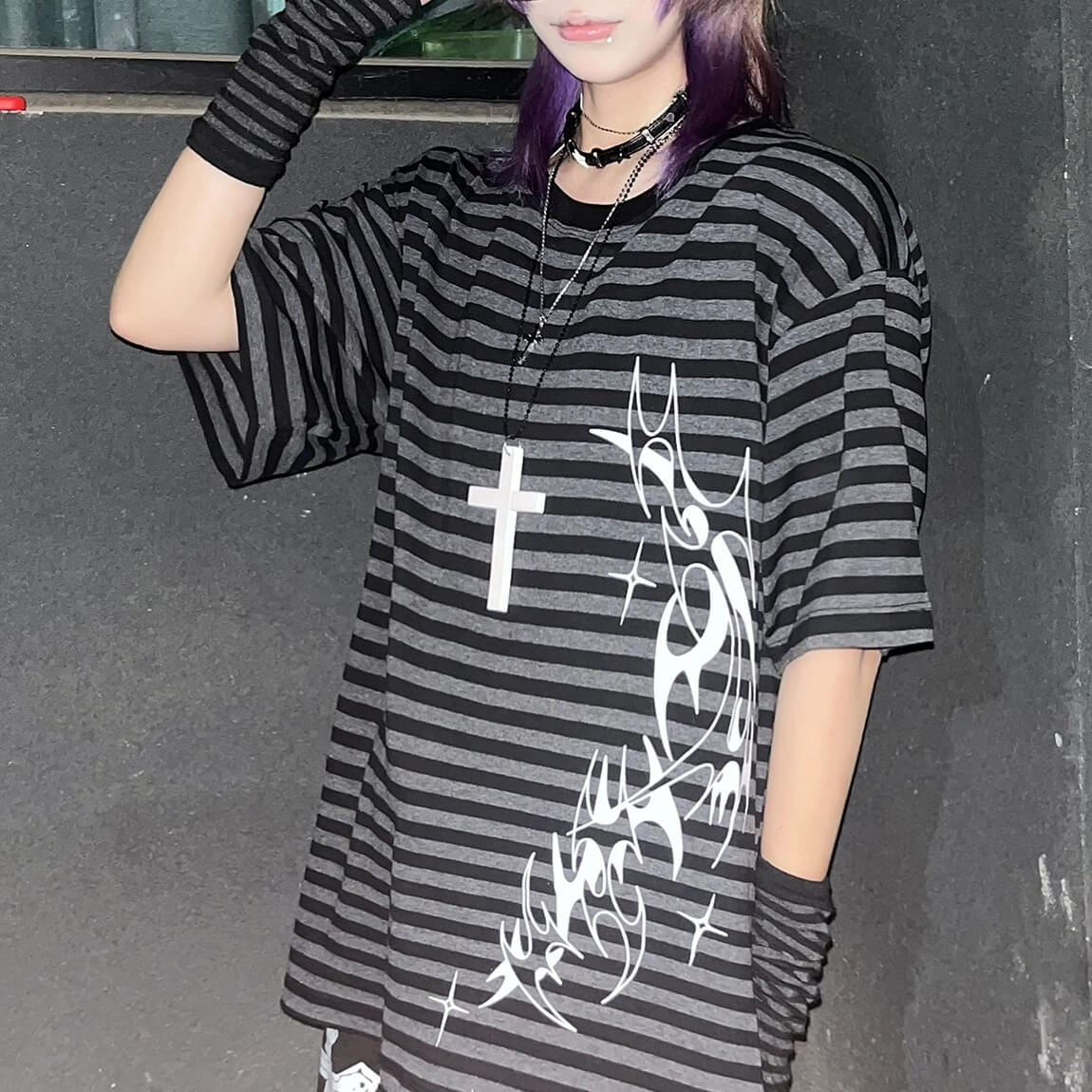 Thorns Striped Oversize T-shirt