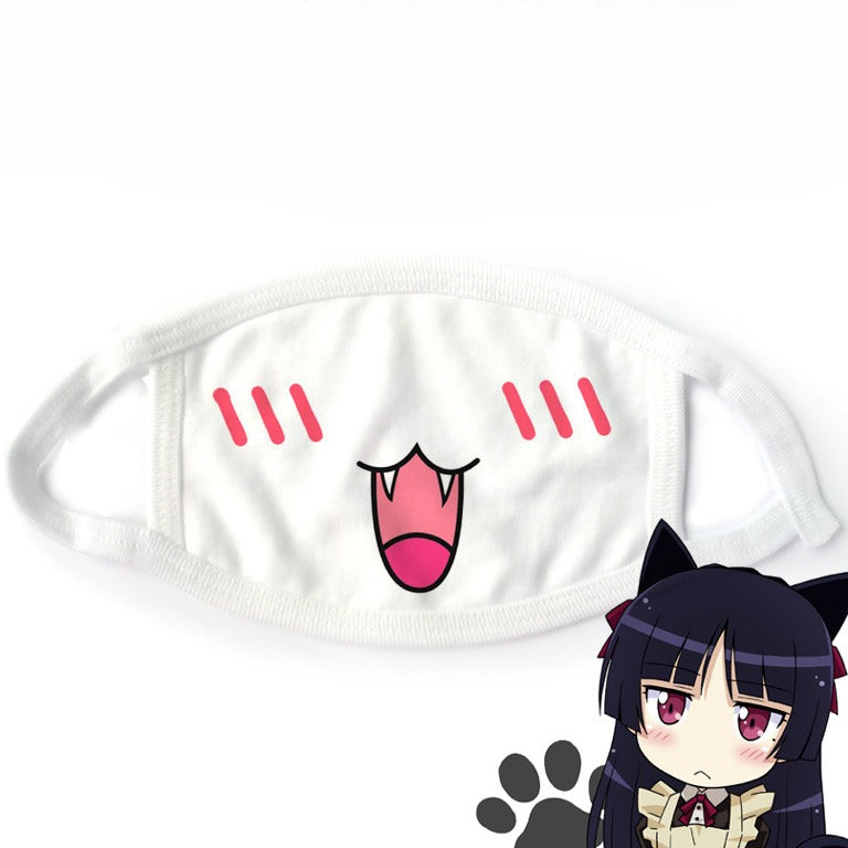 White Kawaii Kaomoji Femboy Mask