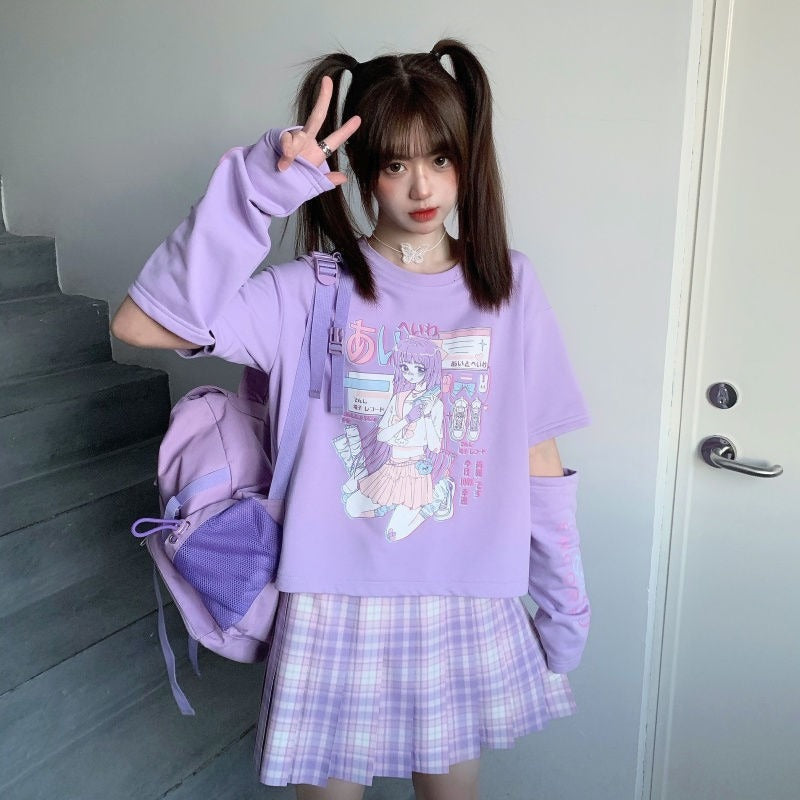 Gaming Femboy Pastel Anime Top with Cuffs