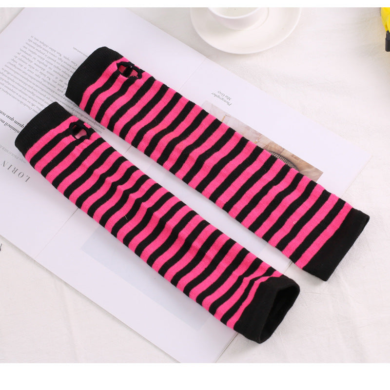 Knitted Cotton Striped Arm Warmer