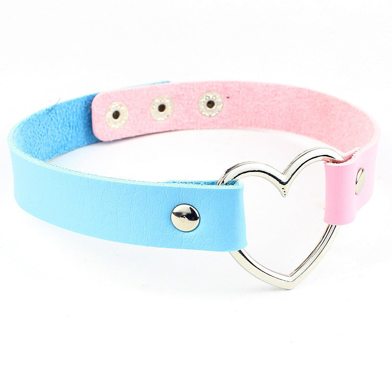 Heart Leather Studded Choker