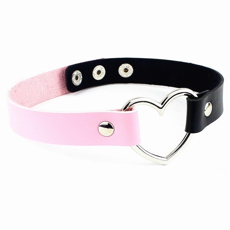 Heart Leather Studded Choker