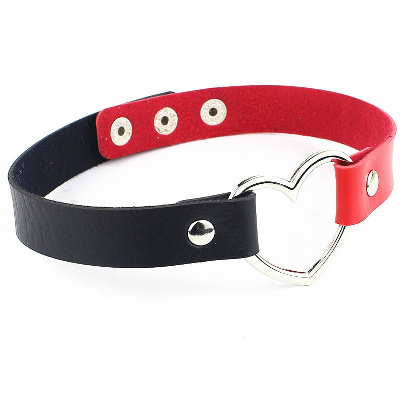 Heart Leather Studded Choker