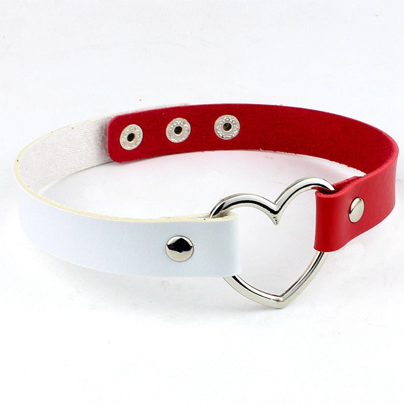 Heart Leather Studded Choker