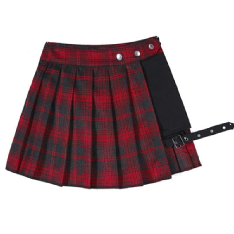 Femboy Hung Irregular Slit Pleated Skirt