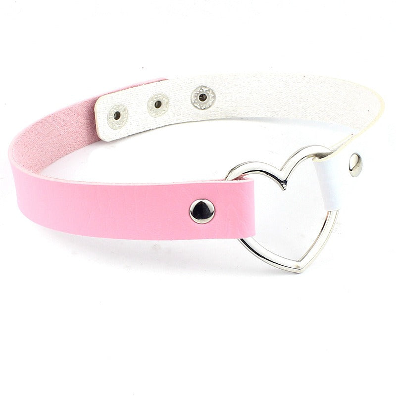 Heart Leather Studded Choker