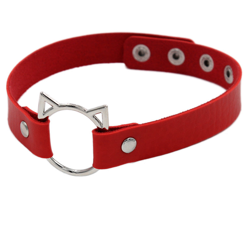 Cute Cat Head Soft Leather Choker