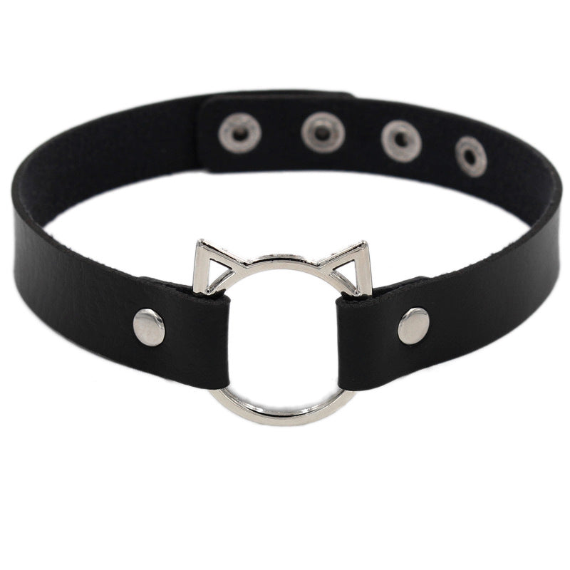 Cute Cat Head Soft Leather Choker