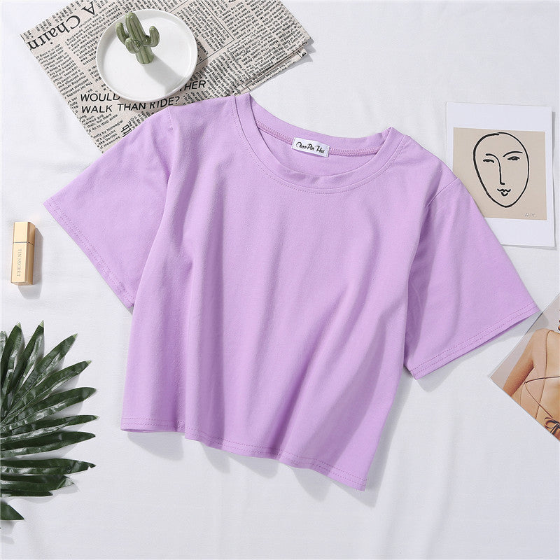 Solid Cotton Loose Crop Top