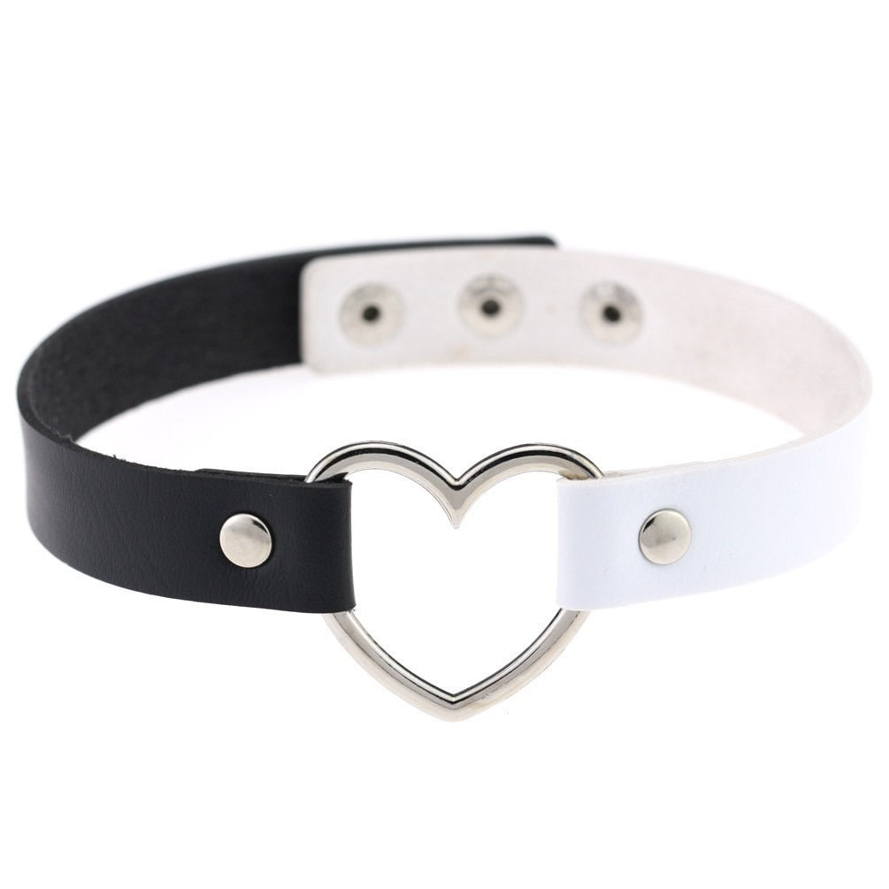 Heart Leather Studded Choker