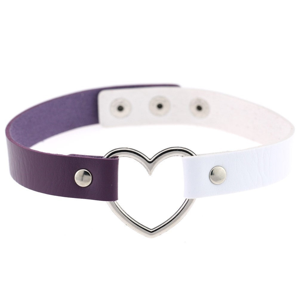 Heart Leather Studded Choker