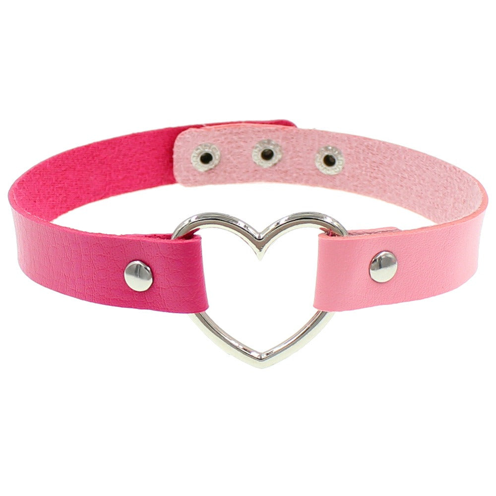 Heart Leather Studded Choker