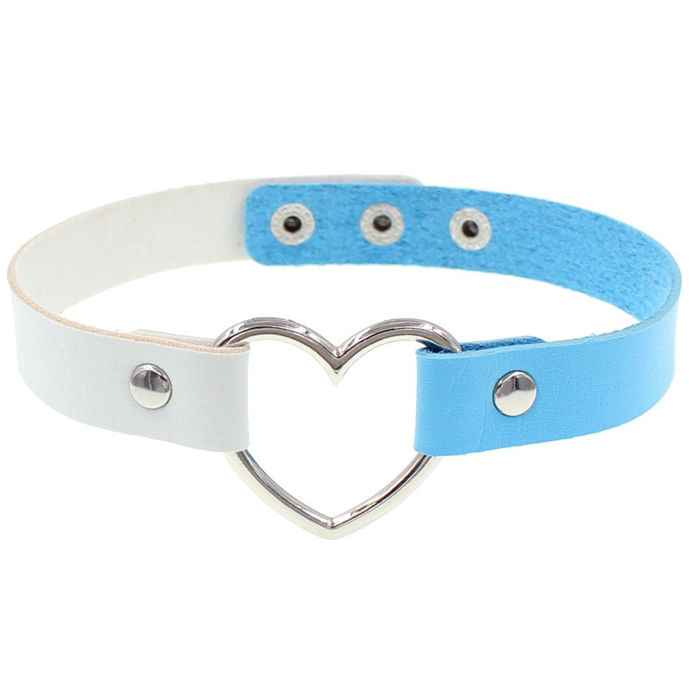 Heart Leather Studded Choker