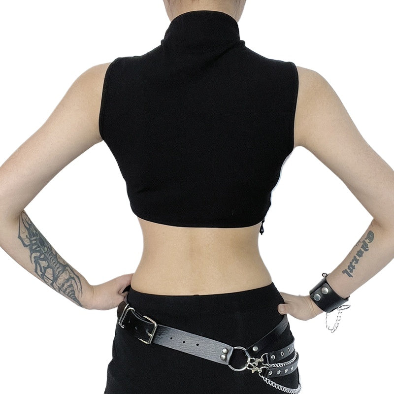 Crescent Moon Turtleneck Crop Tank Top
