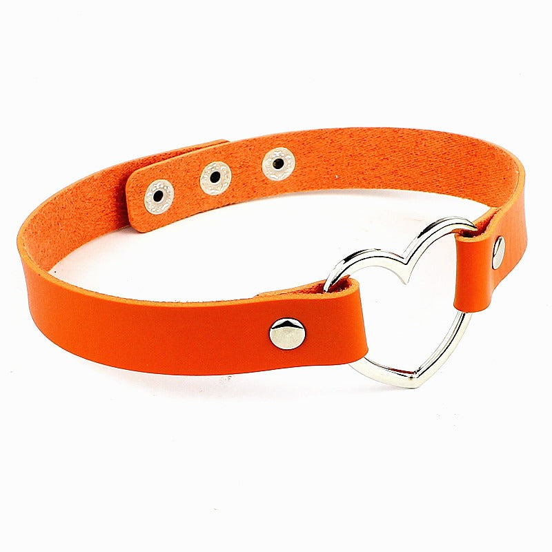 Heart Leather Studded Choker