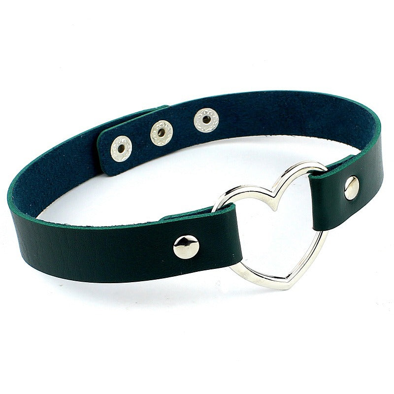 Heart Leather Studded Choker