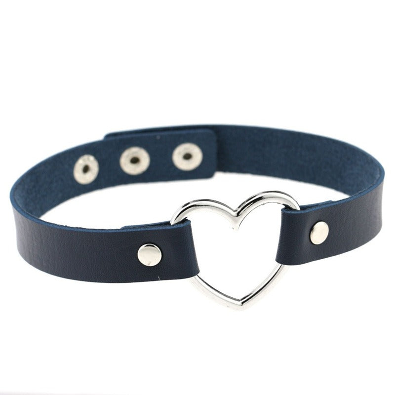 Heart Leather Studded Choker