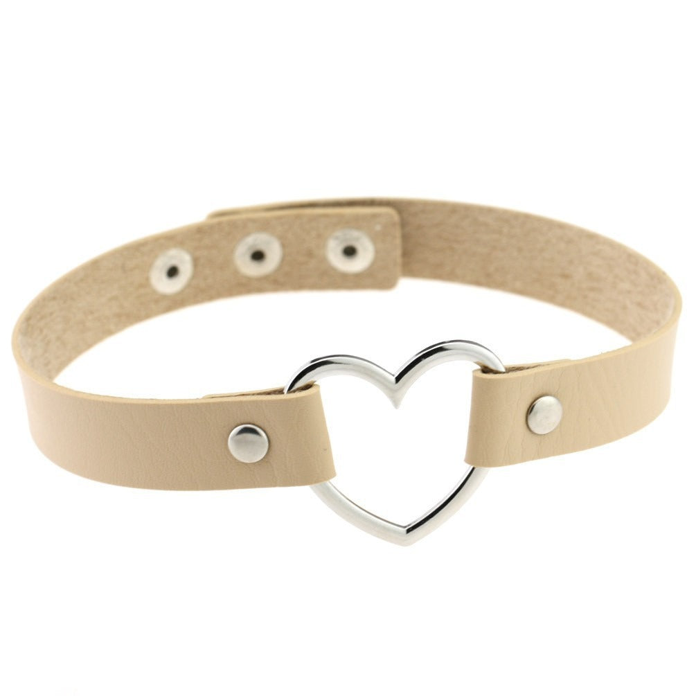 Heart Leather Studded Choker