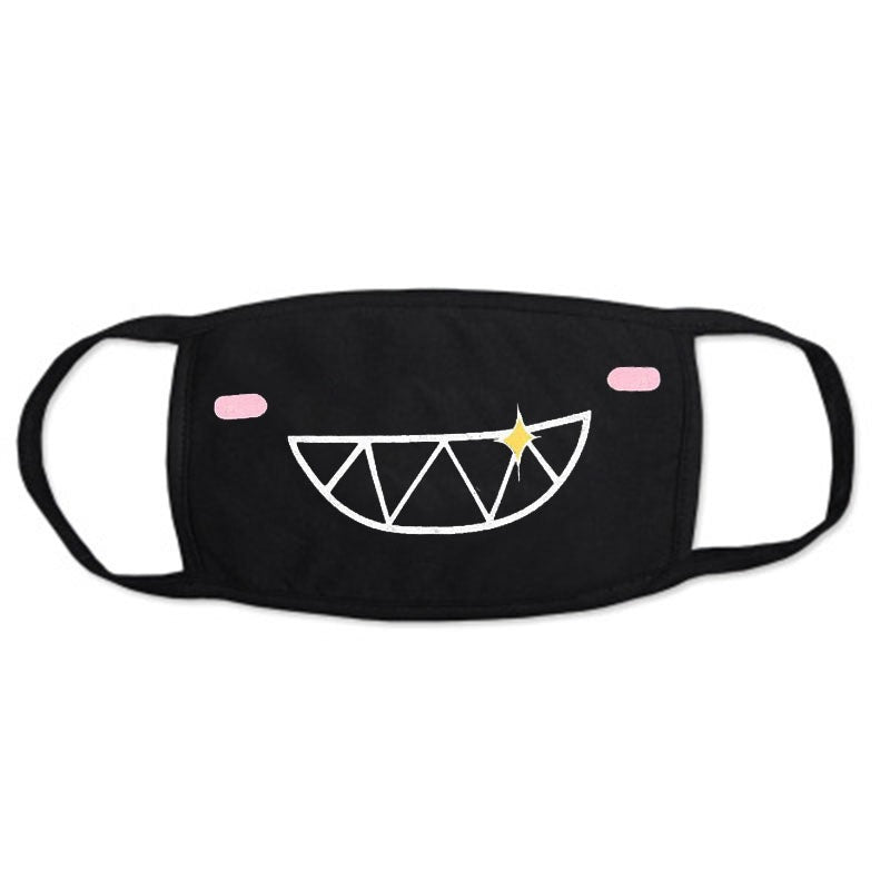 Cute Kaomoji Black Cotton Face Mask