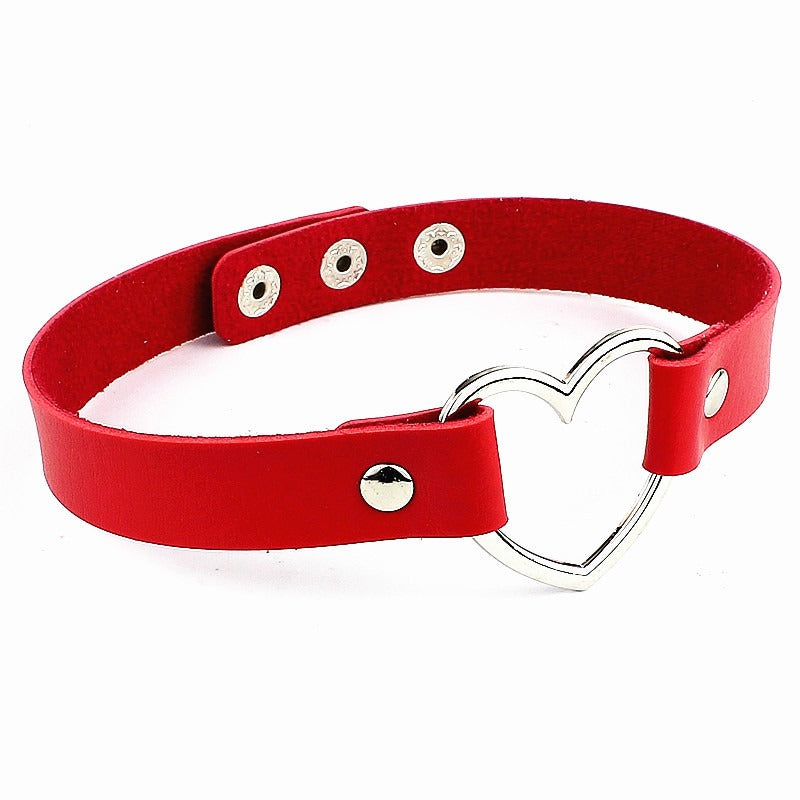 Heart Leather Studded Choker