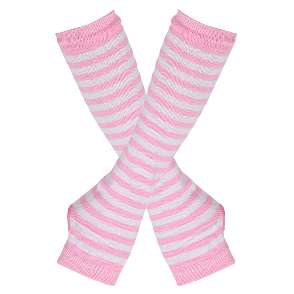 Knitted Cotton Striped Arm Warmer