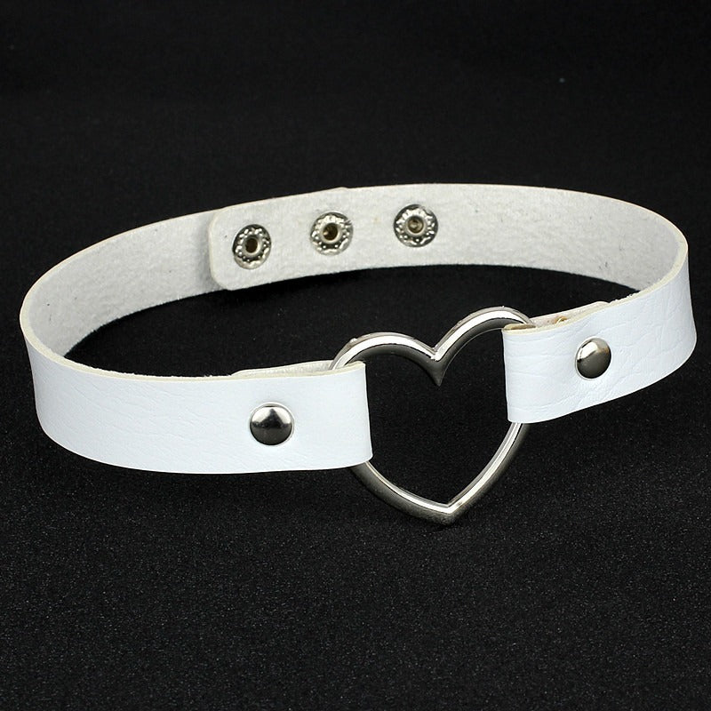 Heart Leather Studded Choker