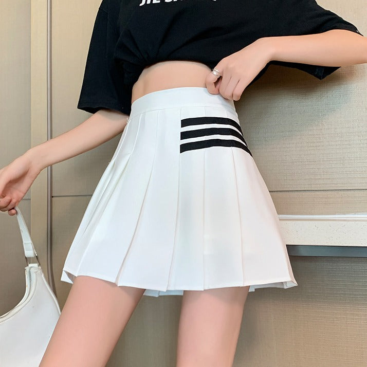 Side Stripe Pleated Femboy Skirt